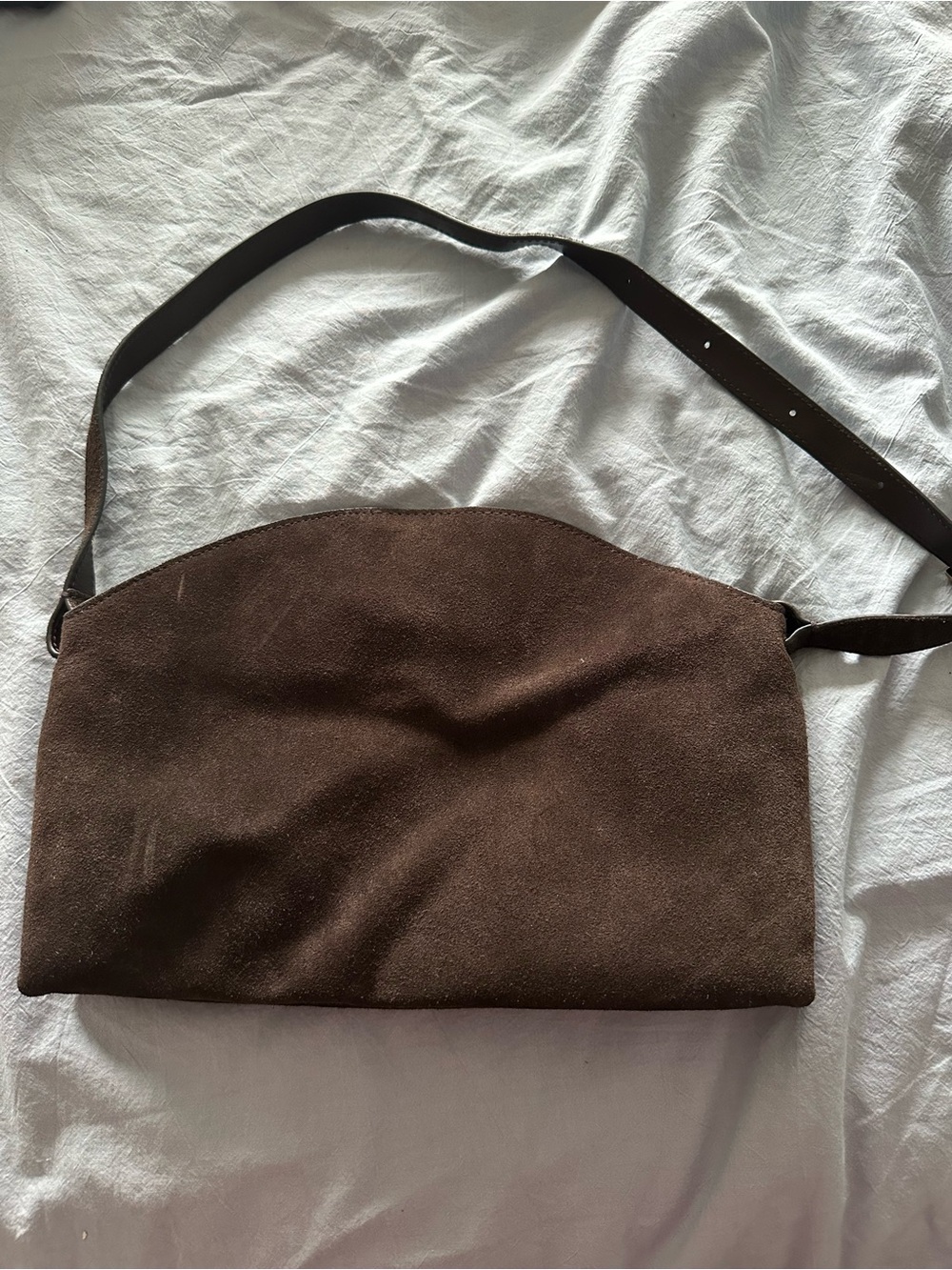 Women’s Suede Shoulder Bag in Dark Brown - Picture 3 of 9